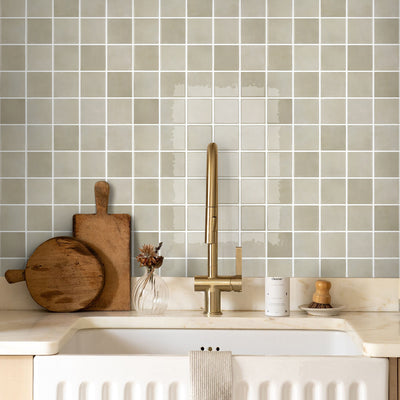 Greige Square Peel and Stick Backsplash Tile - Thicker Design