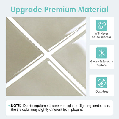 Greige Square Peel and Stick Backsplash Tile - Thicker Design