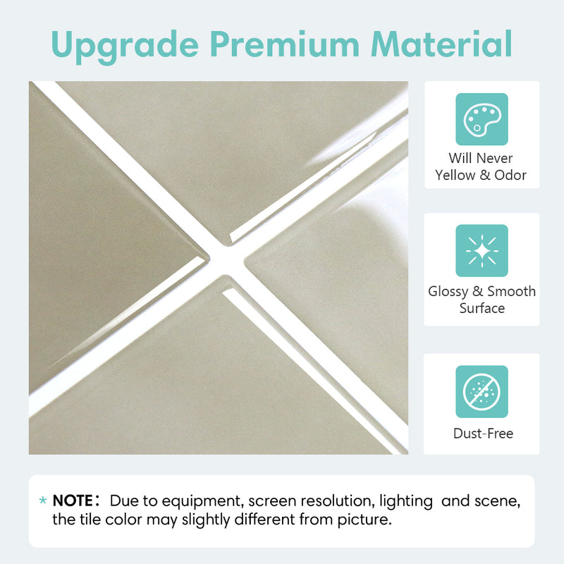 Greige Square Peel and Stick Backsplash Tile - Thicker Design