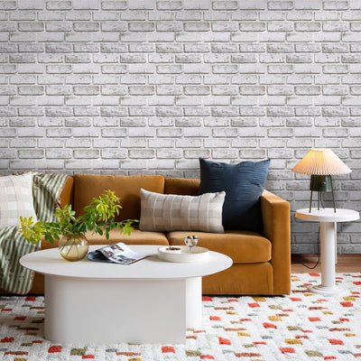 3D Lavender Gray Whitewash Brick Peel and Stick Wall Tile