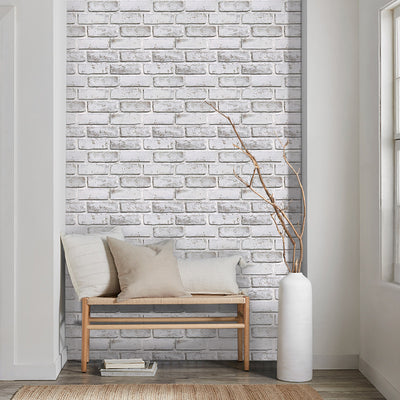 3D Lavender Gray Whitewash Brick Peel and Stick Wall Tile