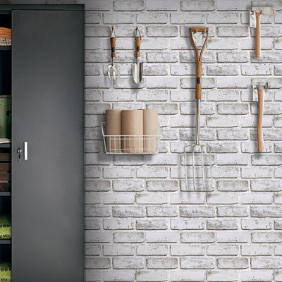 3D Lavender Gray Whitewash Brick Peel and Stick Wall Tile