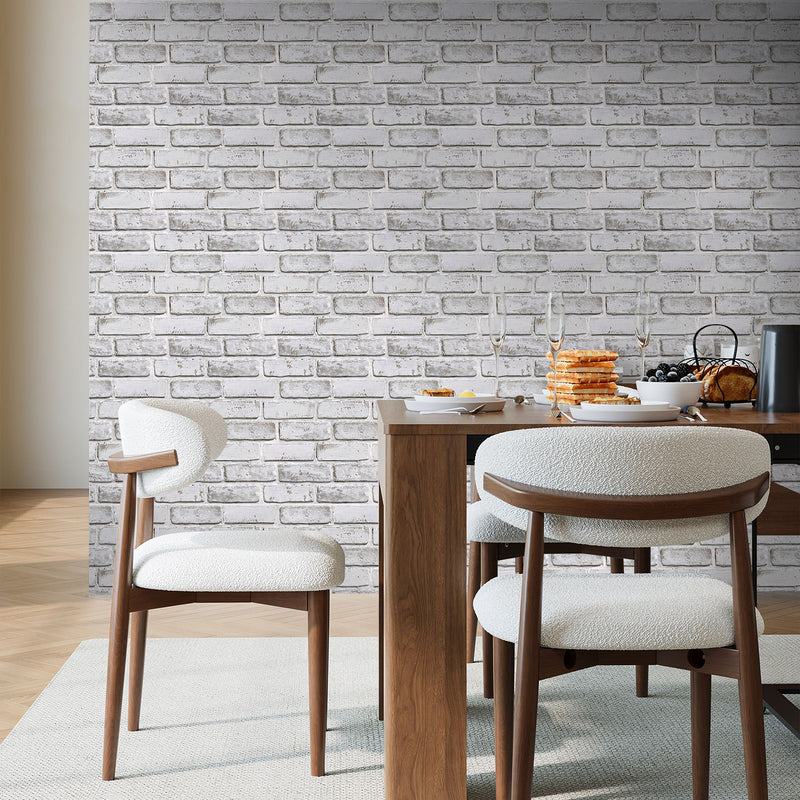 3D Lavender Gray Whitewash Brick Peel and Stick Wall Tile
