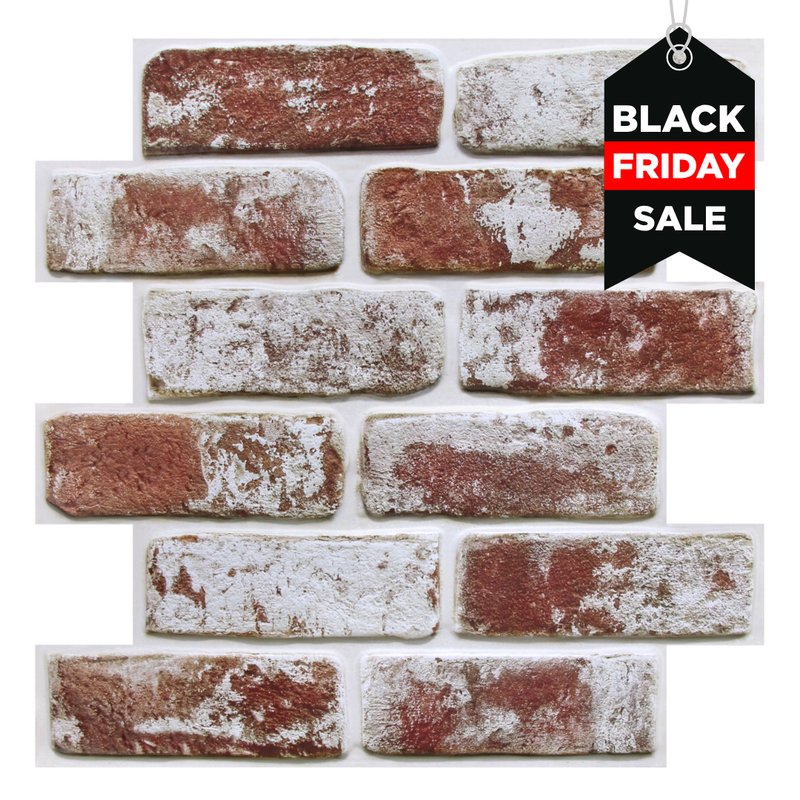 3D Vintage Red Whitewash Brick Peel and Stick Wall Tile