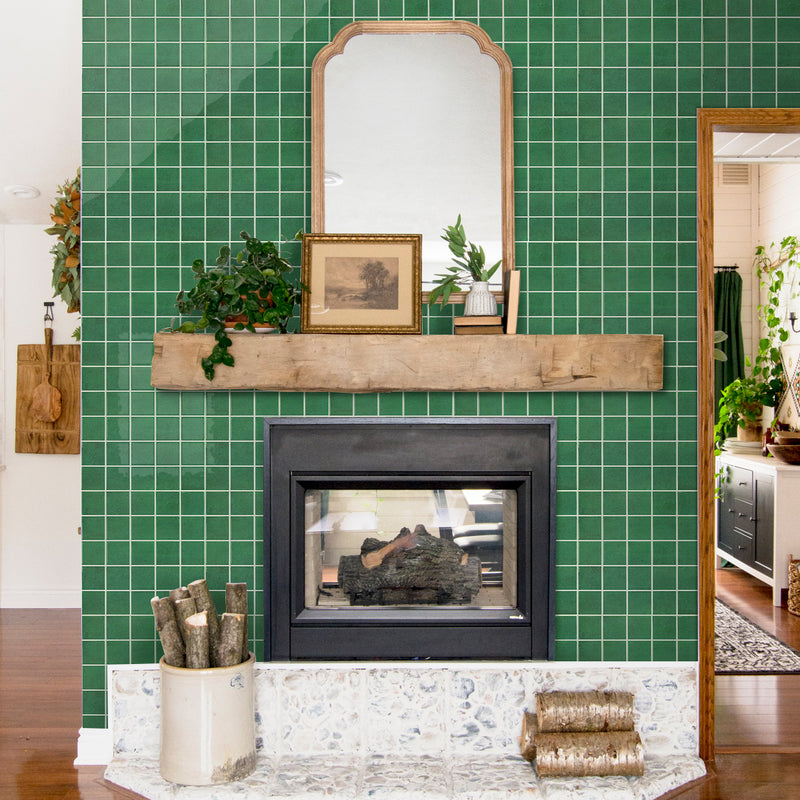 Green Square Peel and Stick Backsplash Tile - Thicker Design