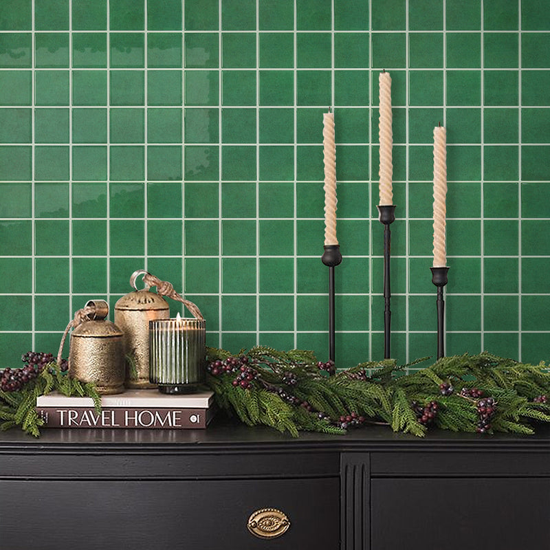 Green Square Peel and Stick Backsplash Tile - Thicker Design