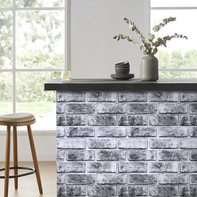 3D Gray Whitewash Brick Peel and Stick Wall Tile