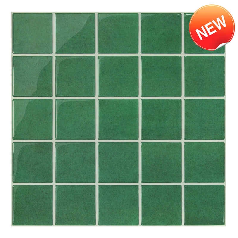 Green Square Peel and Stick Backsplash Tile - Thicker Design