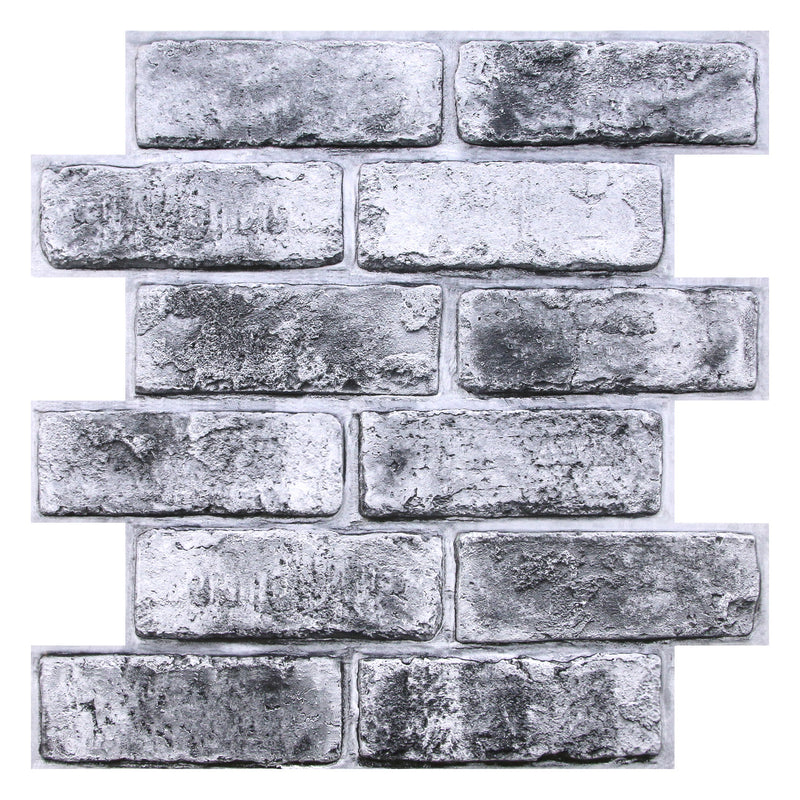 Azulejo de pared 3D de ladrillo blanqueado gris autoadhesivo