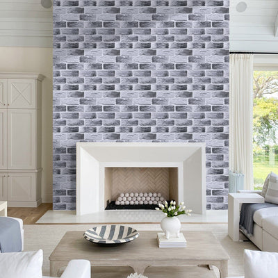 3D Light Gray Brick Peel and Stick Wall Tile