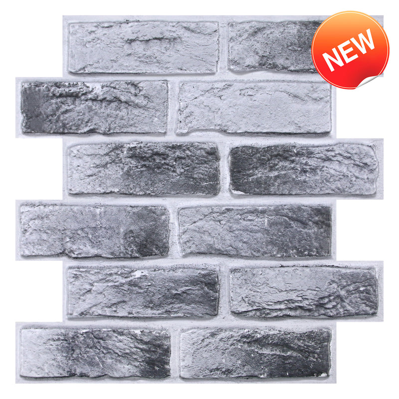 3D Light Gray Brick Peel and Stick Wall Tile