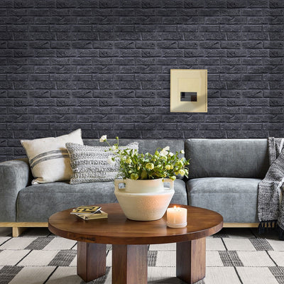 3D Black Brick Peel and Stick Wall Tile