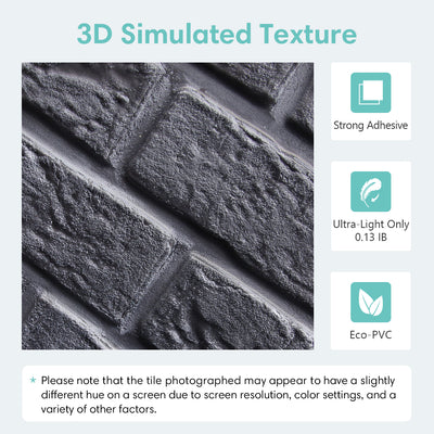 3D Black Brick Peel and Stick Wall Tile