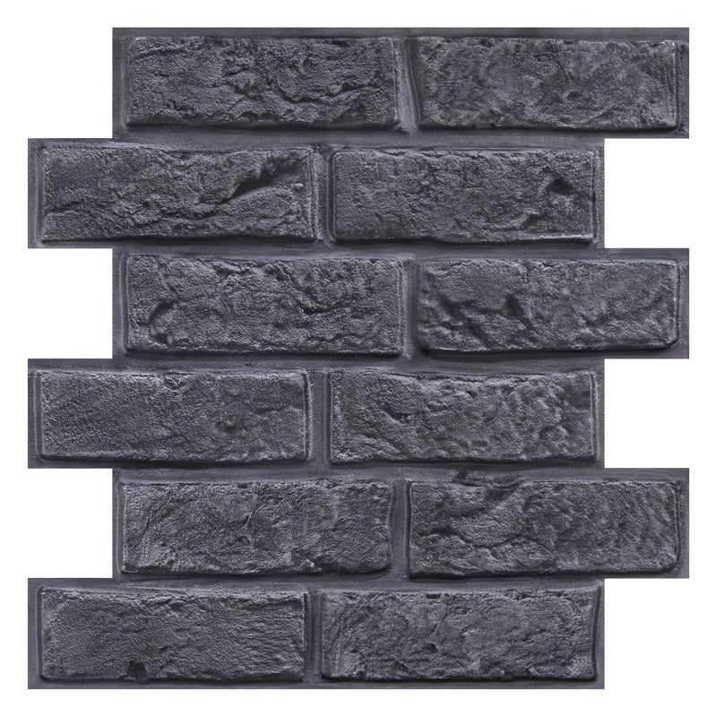3D Black Brick Peel and Stick Wall Tile
