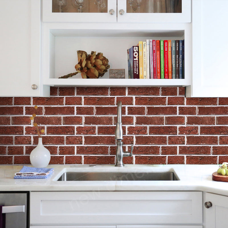 3D Vintage Red Brick Peel and Stick Wall Tile