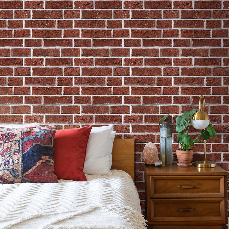 3D Vintage Red Brick Peel and Stick Wall Tile