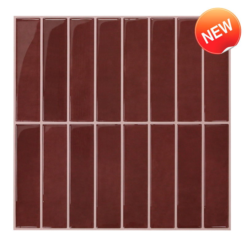 Red Linear Peel and Stick Backsplash Tile