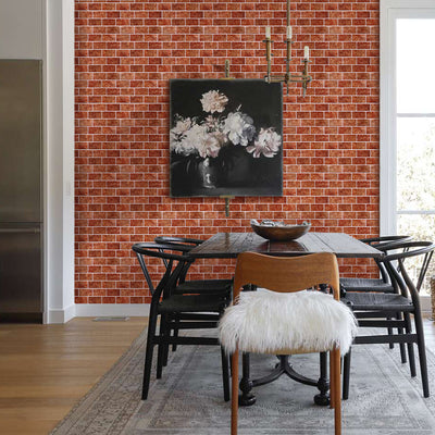3D Red Ceramic Brick Peel and Stick Wall Tile_Commomy Decor