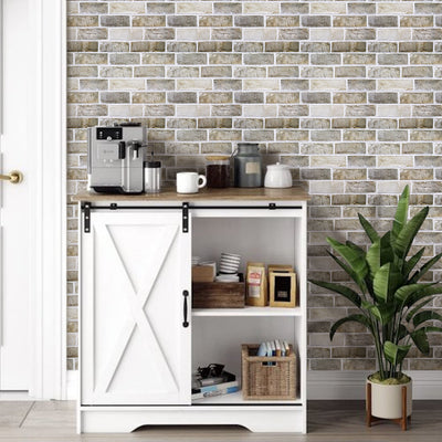 3D Brown-Gray Brick Peel and Stick Wall Tile