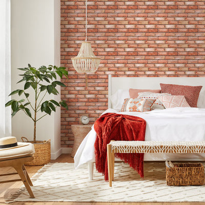 3D Red Brick Texture Peel and Stick Wall Tile