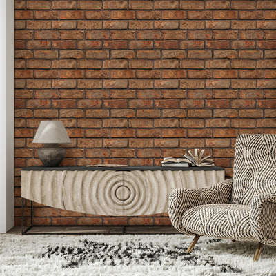3D Dark Lava Brick Peel and Stick Wall Tile