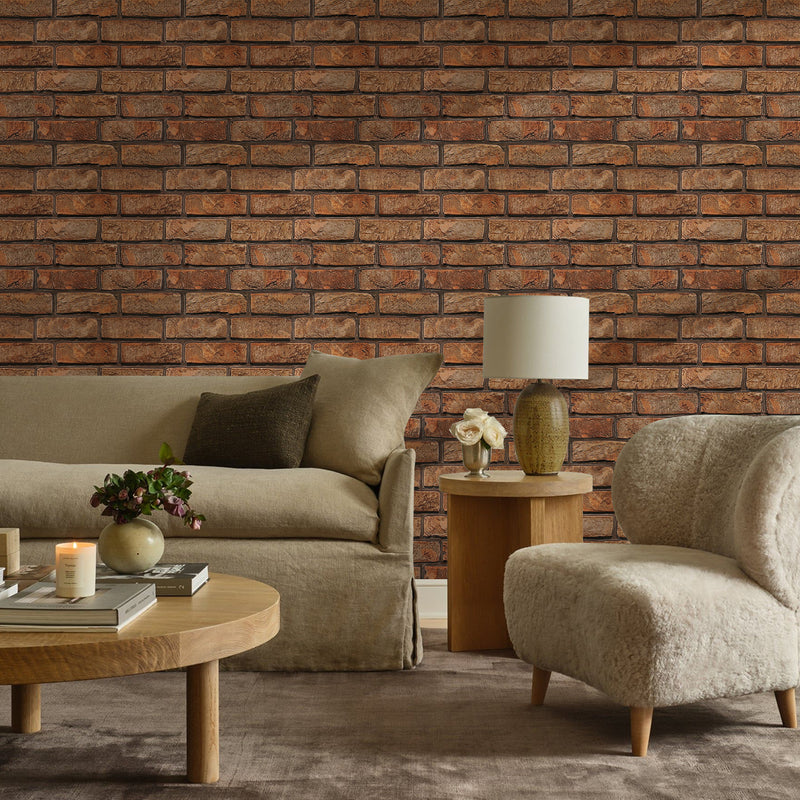 3D Dark Lava Brick Peel and Stick Wall Tile