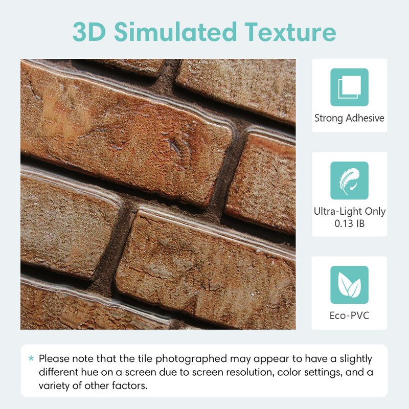 3D Dark Lava Brick Peel and Stick Wall Tile