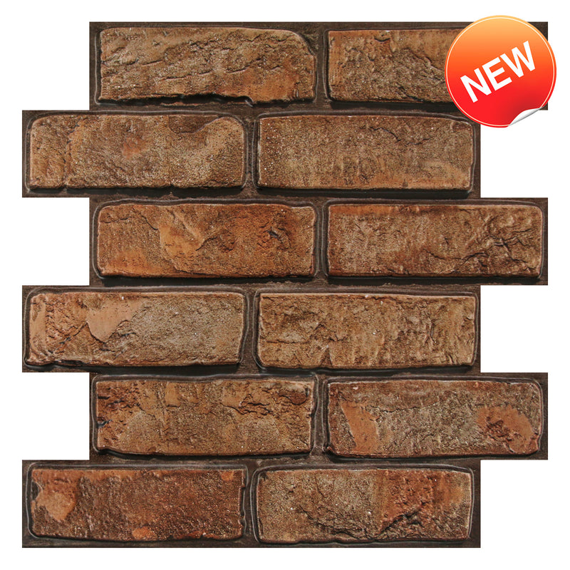 3D Dark Lava Brick Peel and Stick Wall Tile