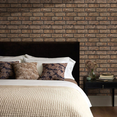 3D Brown Brick Peel and Stick Wall Tile