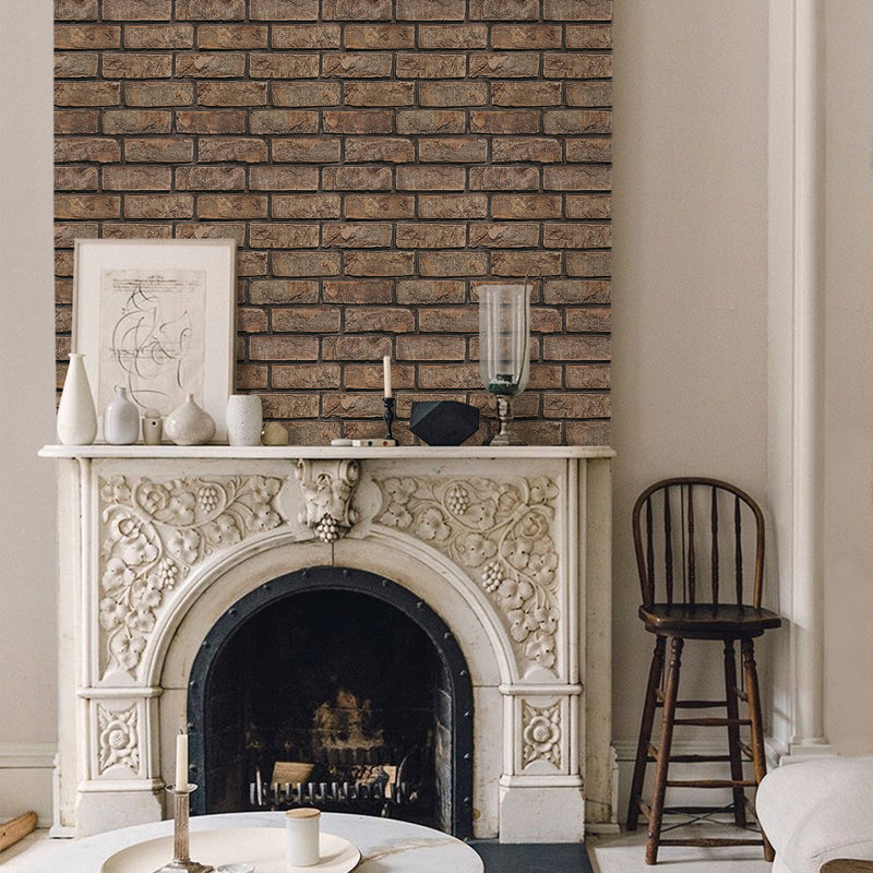 3D Brown Brick Peel and Stick Wall Tile