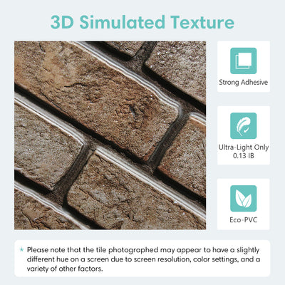 3D Brown Brick Peel and Stick Wall Tile