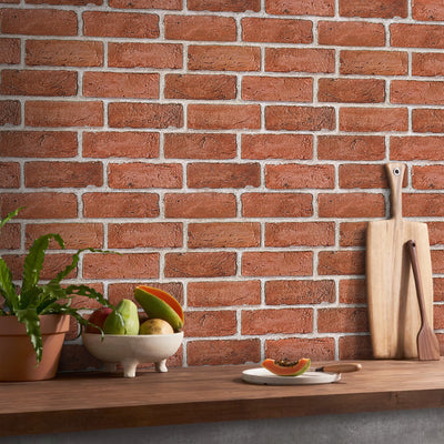 3D Classic Red Brick Peel and Stick Wall Tile