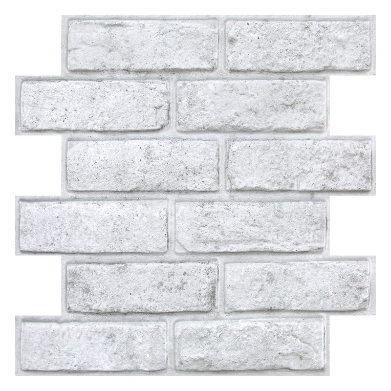 3D White and Gray Brick Peel and Stick Wall Tile