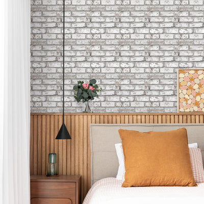 3D Rustic Whitewash Brick Peel and Stick Wall Tile