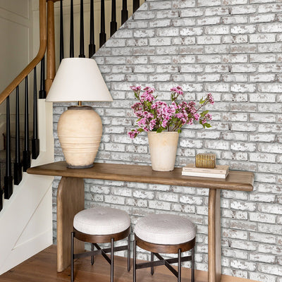 3D Rustic Whitewash Brick Peel and Stick Wall Tile