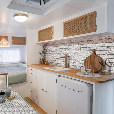 3D Whitewash Brick Peel and Stick Wall Tile