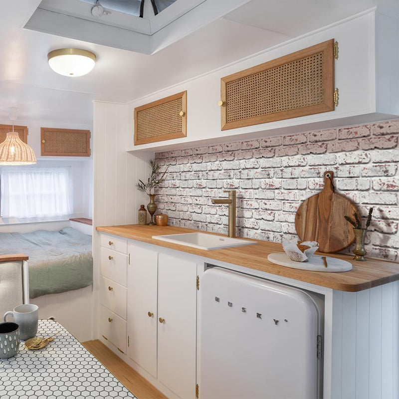 3D Whitewash Brick Peel and Stick Wall Tile