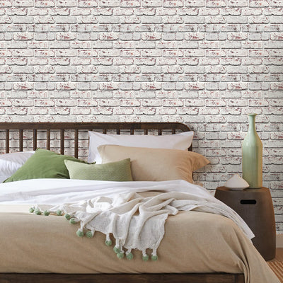 Azulejo de pared 3D Whitewash Brick Peel and Stick
