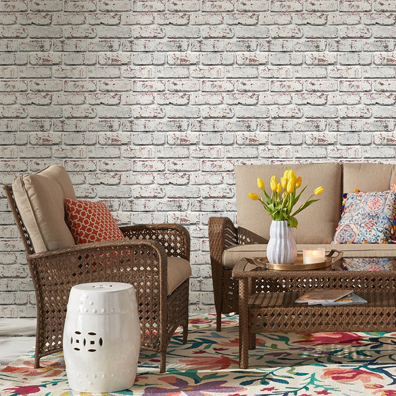 Azulejo de pared 3D Whitewash Brick Peel and Stick