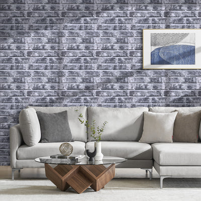 3D Rustic Gray Brick Peel and Stick Wall Tile