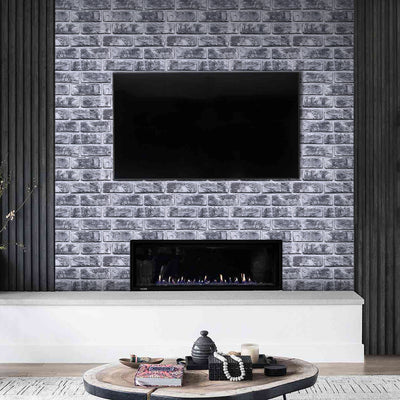 3D Rustic Gray Brick Peel and Stick Wall Tile
