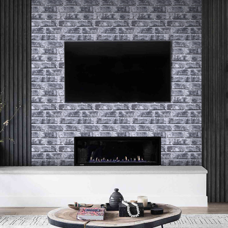 3D Rustic Gray Brick Peel and Stick Wall Tile