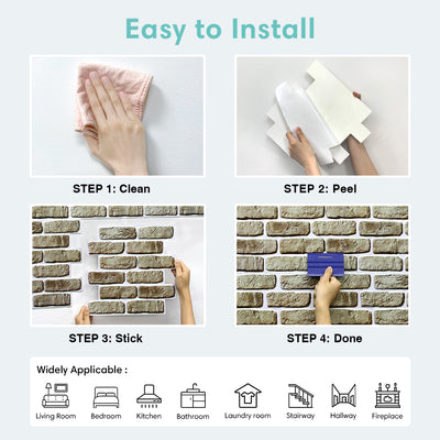 3D Camouflage Yellow Brick Peel and Stick Wall Tile