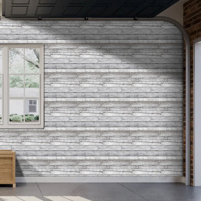 3D Vintage Grey Wood Grain Peel and Stick Wall Tile