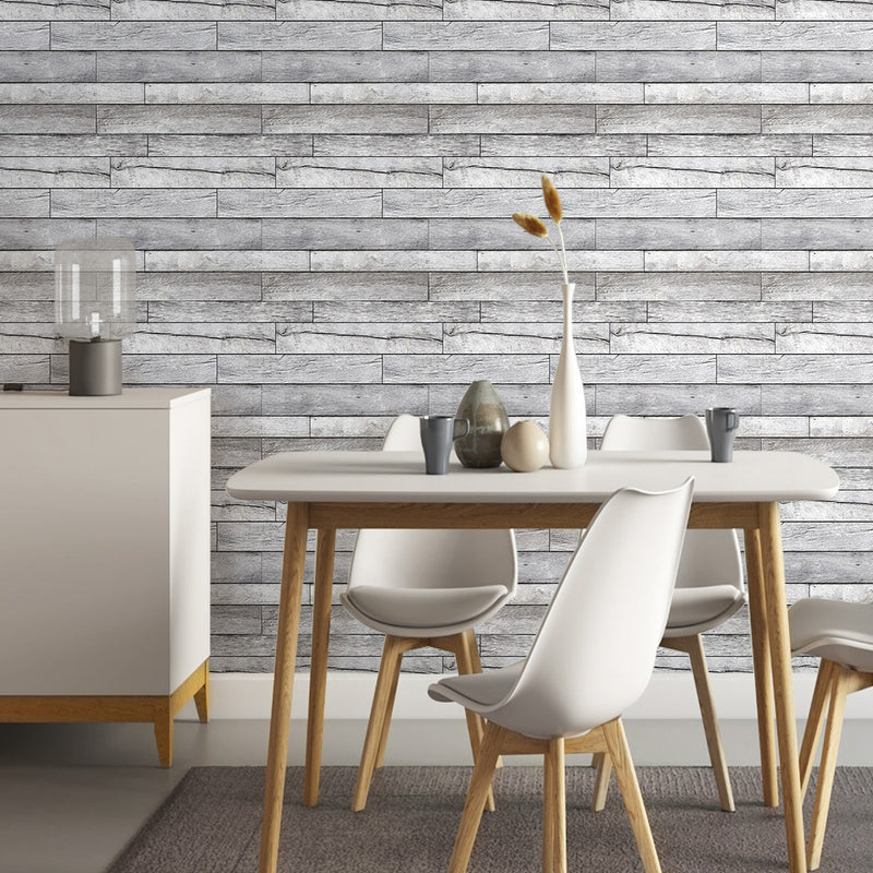 3D Vintage Grey Wood Grain Peel and Stick Wall Tile