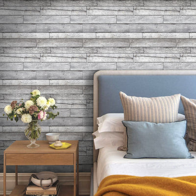 3D Vintage Grey Wood Grain Peel and Stick Wall Tile