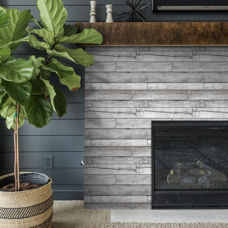 3D Vintage Grey Wood Grain Peel and Stick Wall Tile