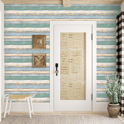 3D Vintage Multicolor Wood Grain Peel and Stick Wall Tile