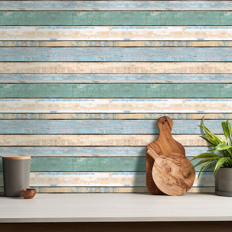 3D Vintage Multicolor Wood Grain Peel and Stick Wall Tile
