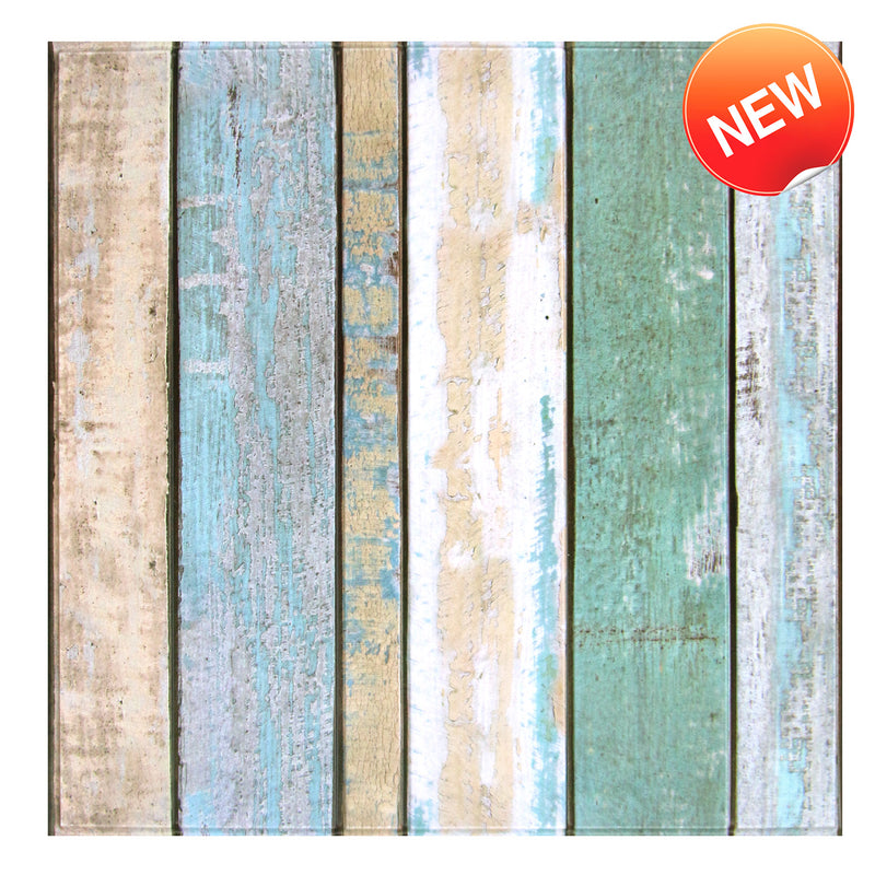 3D Vintage Multicolor Wood Grain Peel and Stick Wall Tile